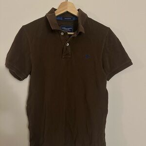 American Eagle Outfitters Men's Dark Brown Polo